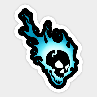 Flaming Skull Blue Sticker